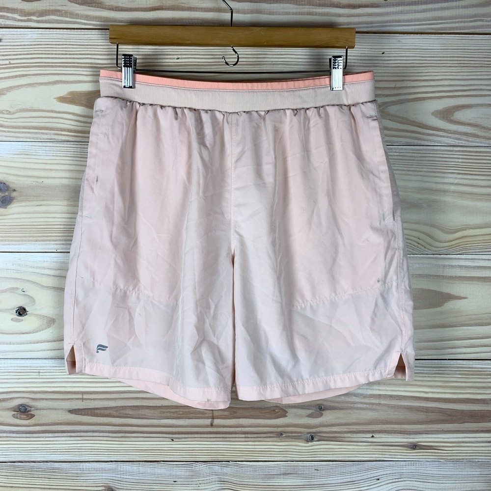 Fabletics Fundamental‎ Mens Medium Pink Salmon Athletic Shorts 31x7 Inseam Lined